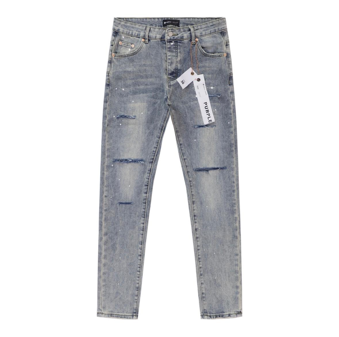 Purple Light Indigo Distressed Jeans