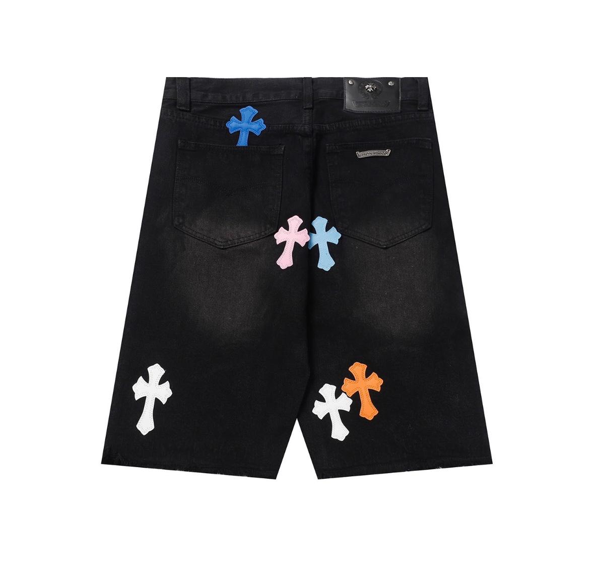 Chrome Hearts Denim Cross Patch Shorts Multi Color.