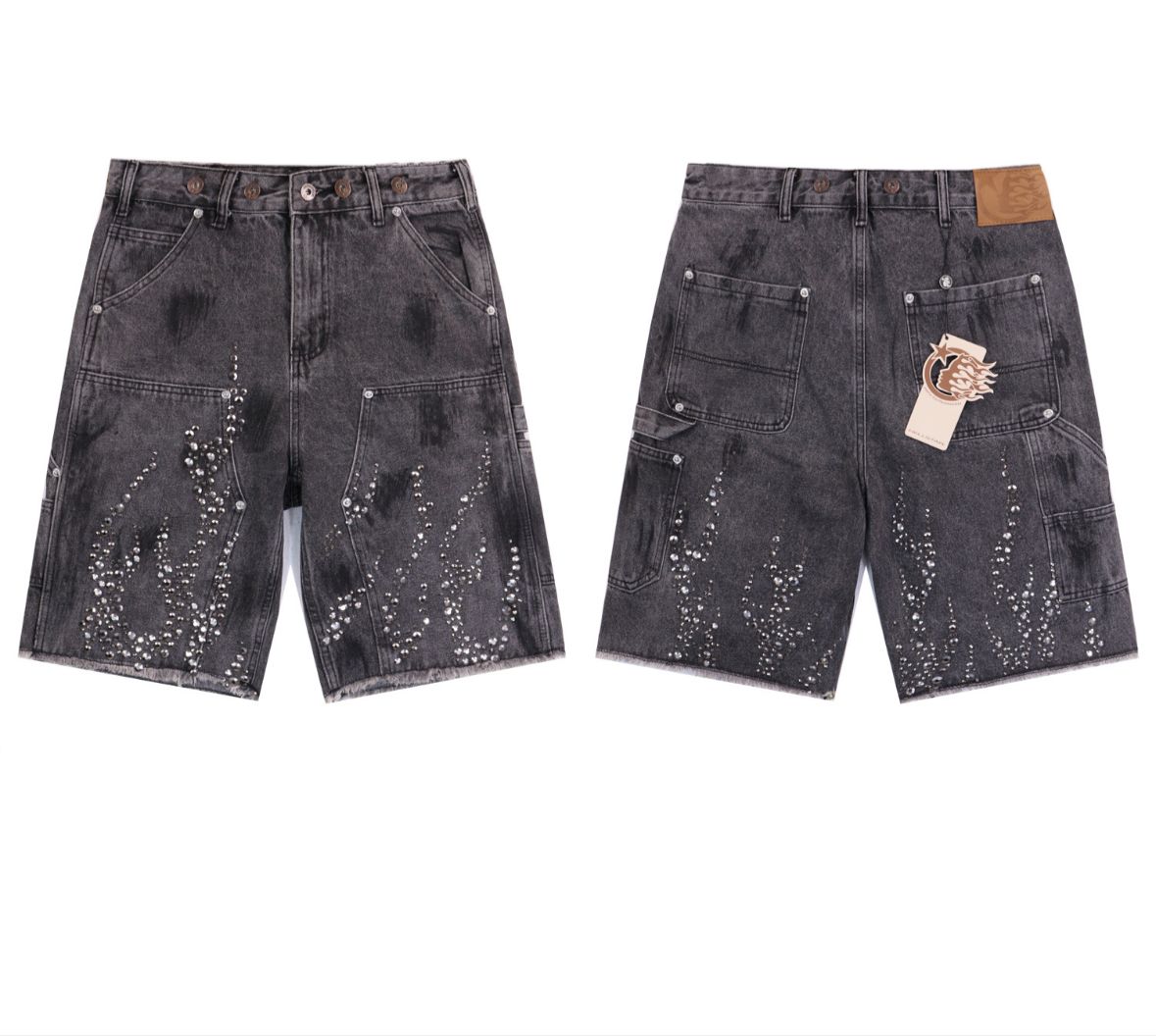 Hellstar Flame Denim Shorts