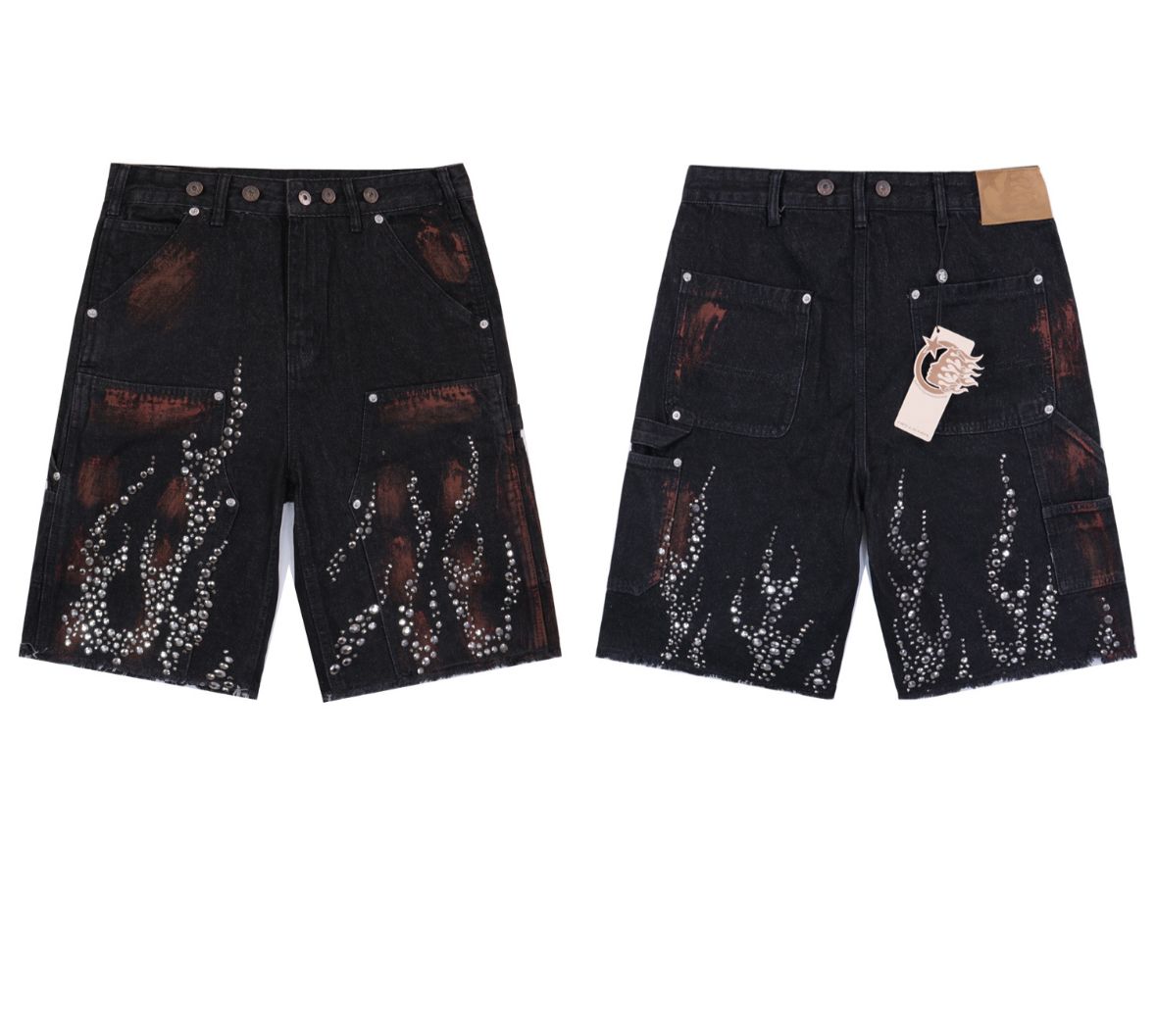 Hellstar Flame Denim Shorts