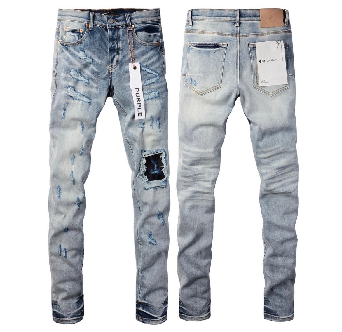 Purple Light Indigo Paint- Splatter Distressed Jeans