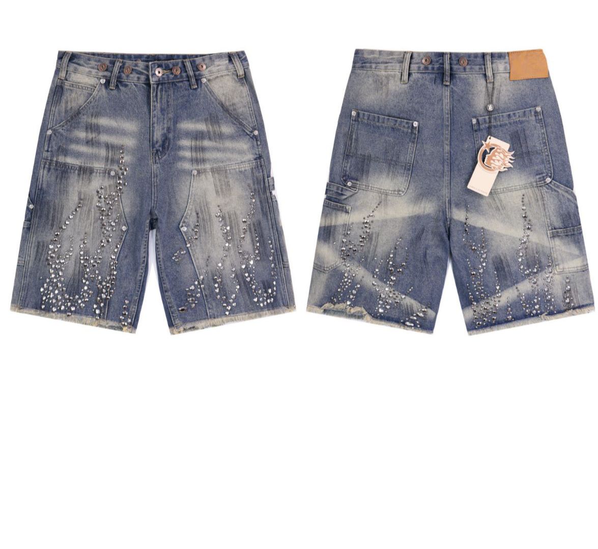 Hellstar Flame Denim Shorts
