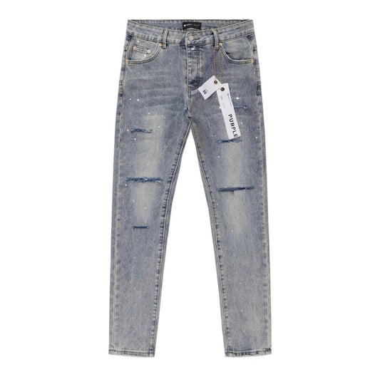 Purple Light Indigo Distressed Jeans