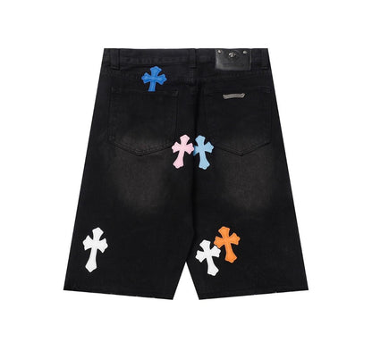 Chrome Hearts Denim Cross Patch Shorts Multi Color.