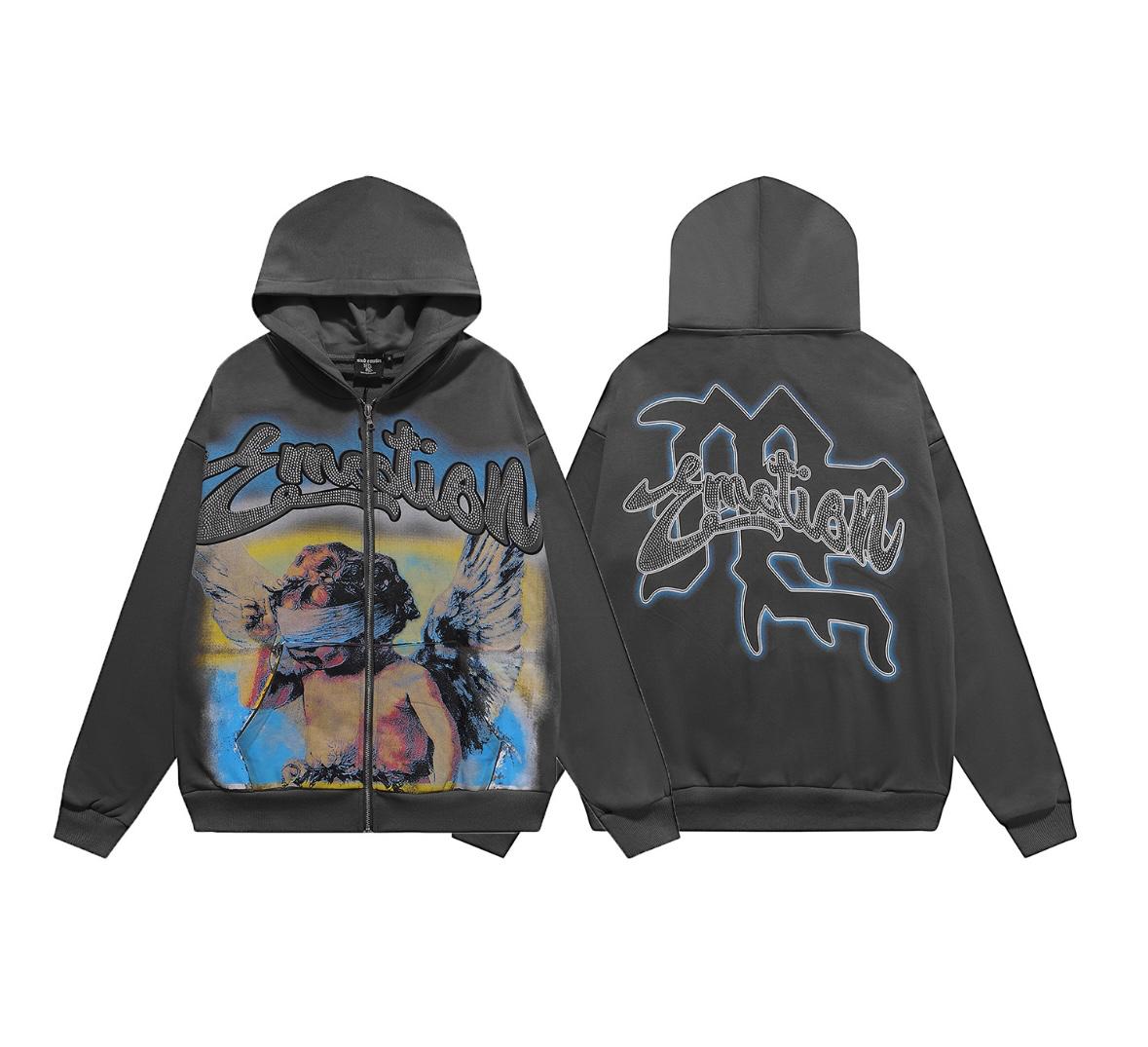 Mixed Emotion Rhinestone Angel Hoodie