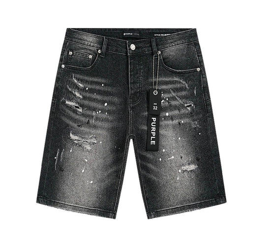 Purple Brand Paint Splatter Shorts Black.
