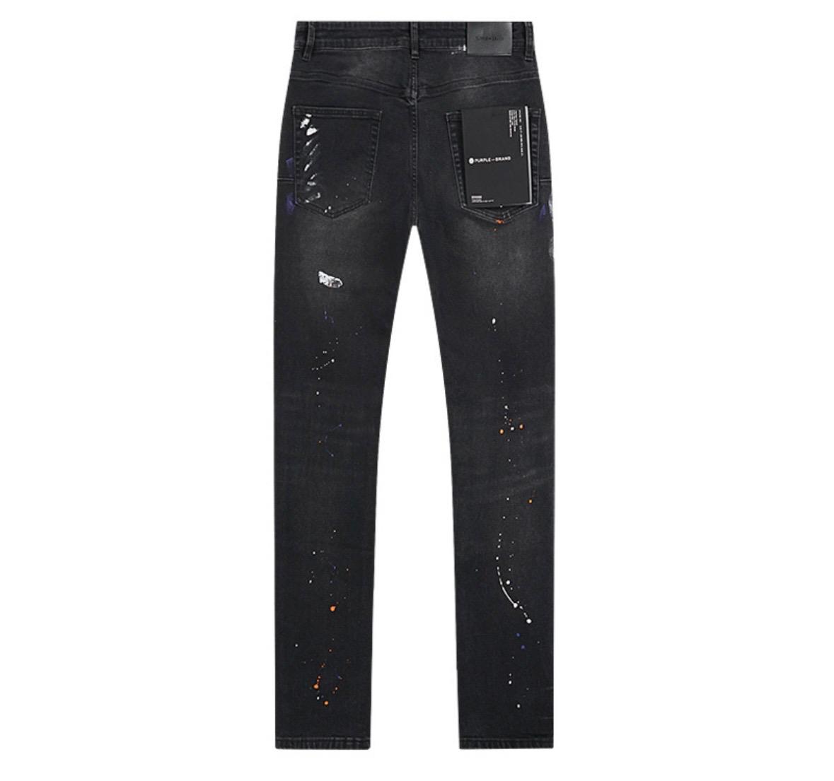 Purple Brand “Paint Splatter Ripped Knee Black Skinny.