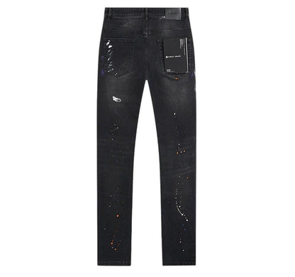 Purple Brand “Paint Splatter Ripped Knee Black Skinny.